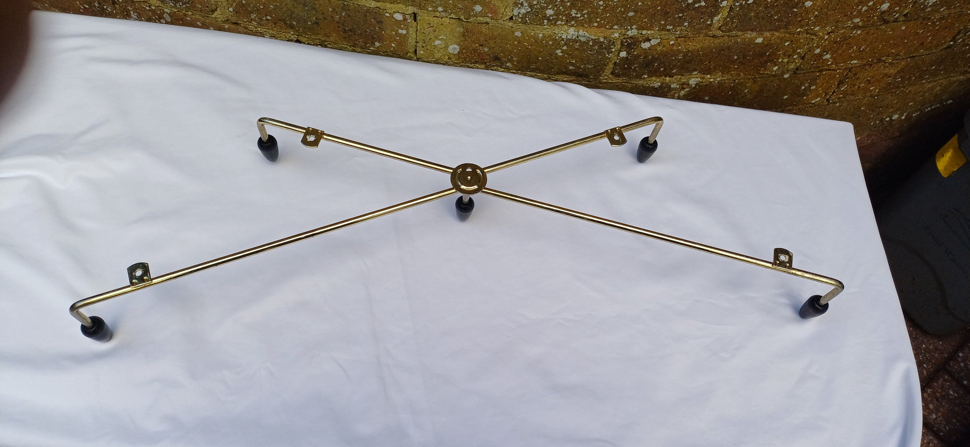 Vintage Retro 60s Coat Hooks Metal and Plastic Gold and Black.