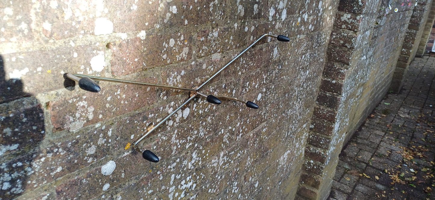 Vintage Retro 60s Coat Hooks Metal and Plastic Gold and Black.