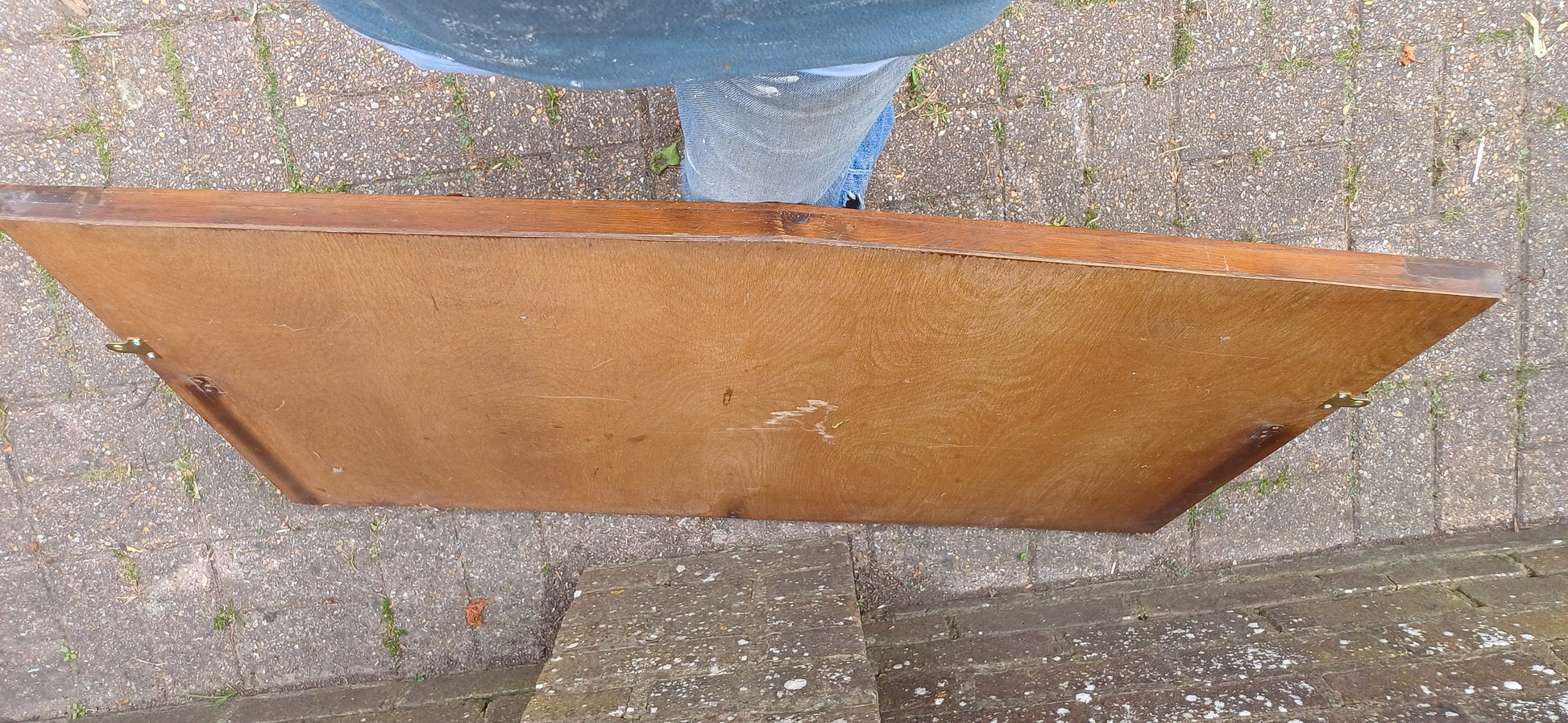 Huge Vintage Oak Wall Mirror Over Mantel
