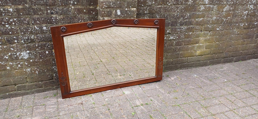 Huge Vintage Oak Wall Mirror Over Mantel