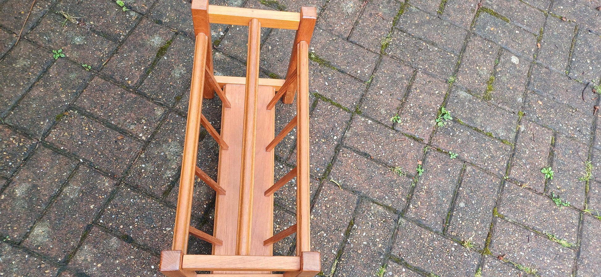 Vintage Retro 80s Teak Magazine Rack.