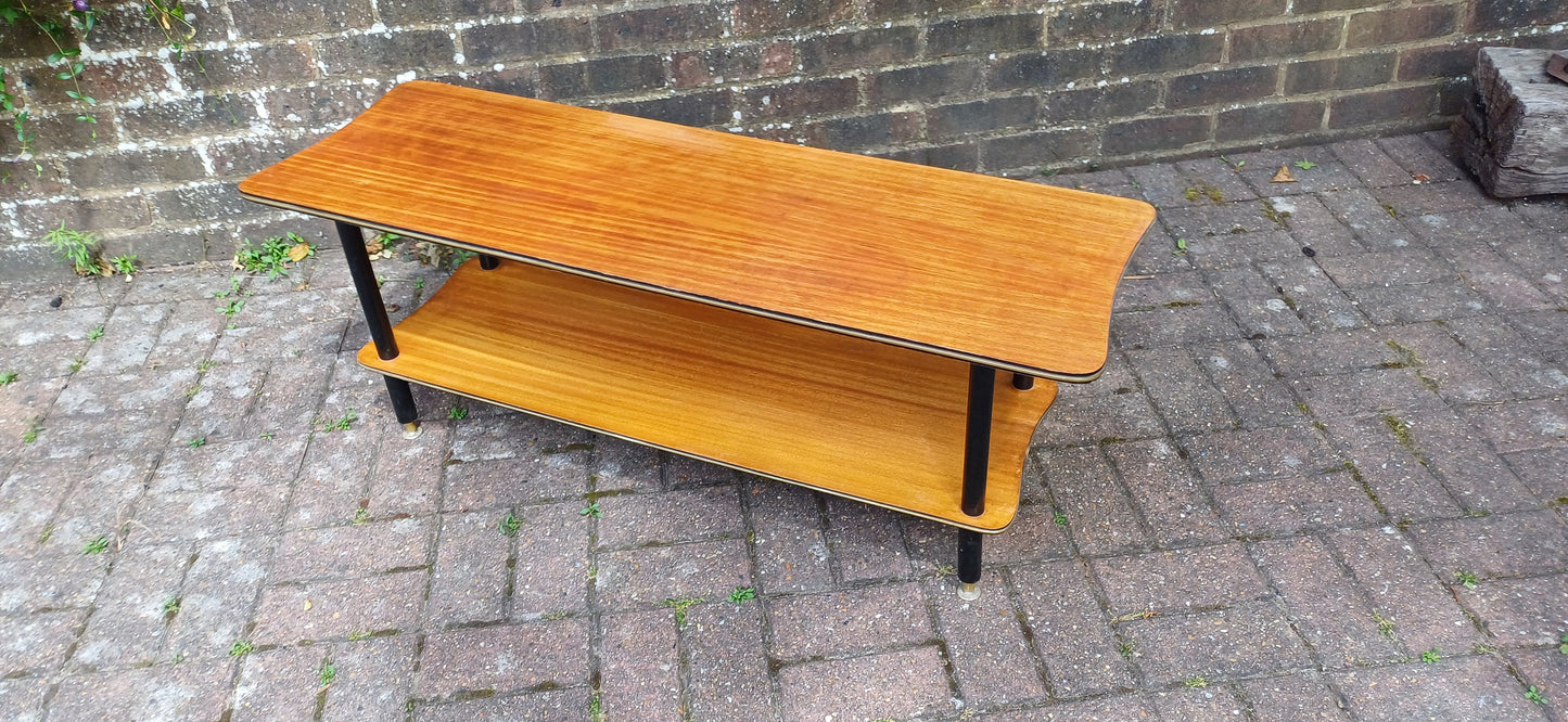 Vintage Retro 60s Two Tier Coffee Table TV/Media Stand Wood and Melamine.