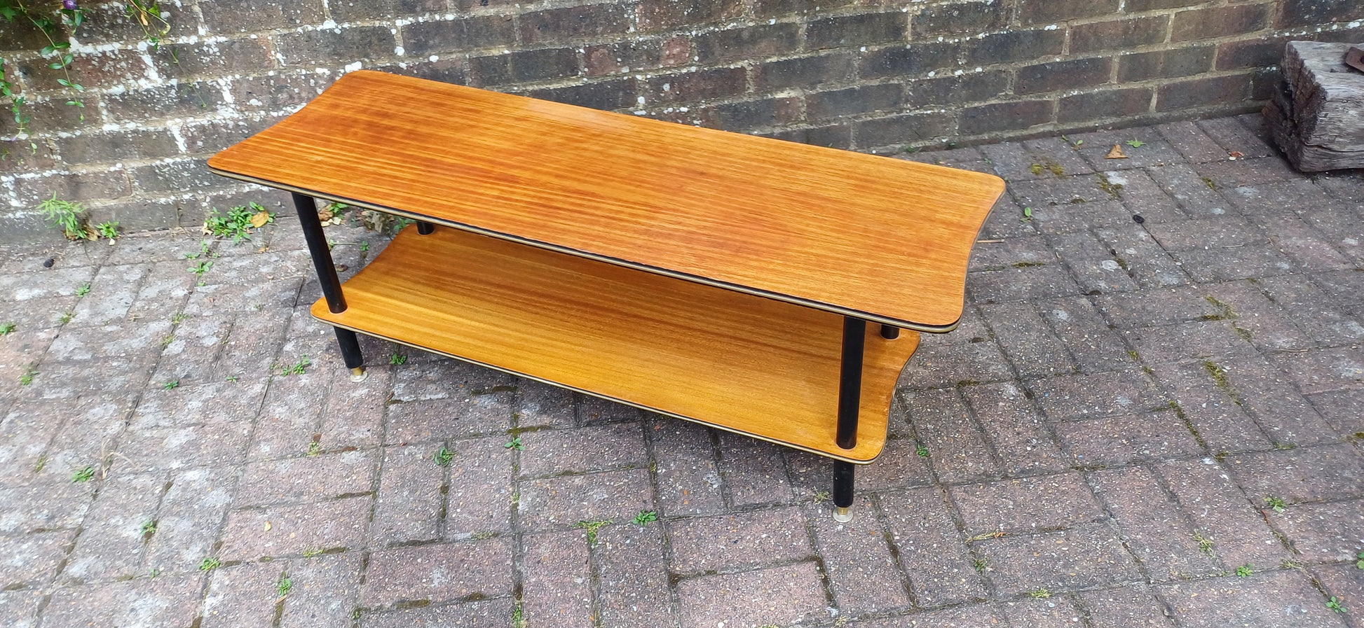 Vintage Retro 60s Two Tier Coffee Table TV/Media Stand Wood and Melamine.