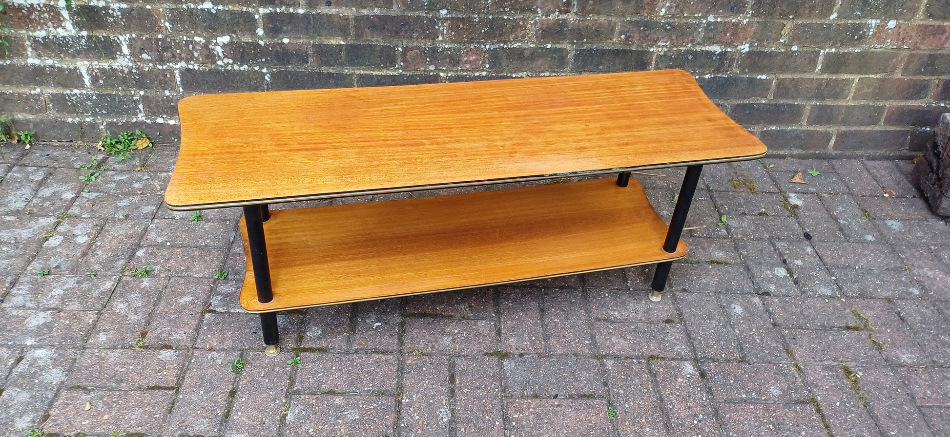 Vintage Retro 60s Two Tier Coffee Table TV/Media Stand Wood and Melamine.