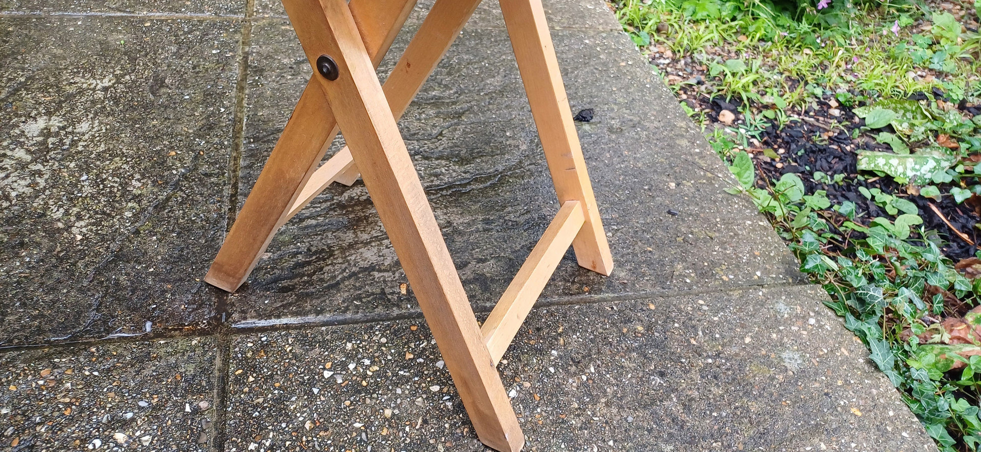 Vintage 80s Folding Upholstered and Cushioned Stool