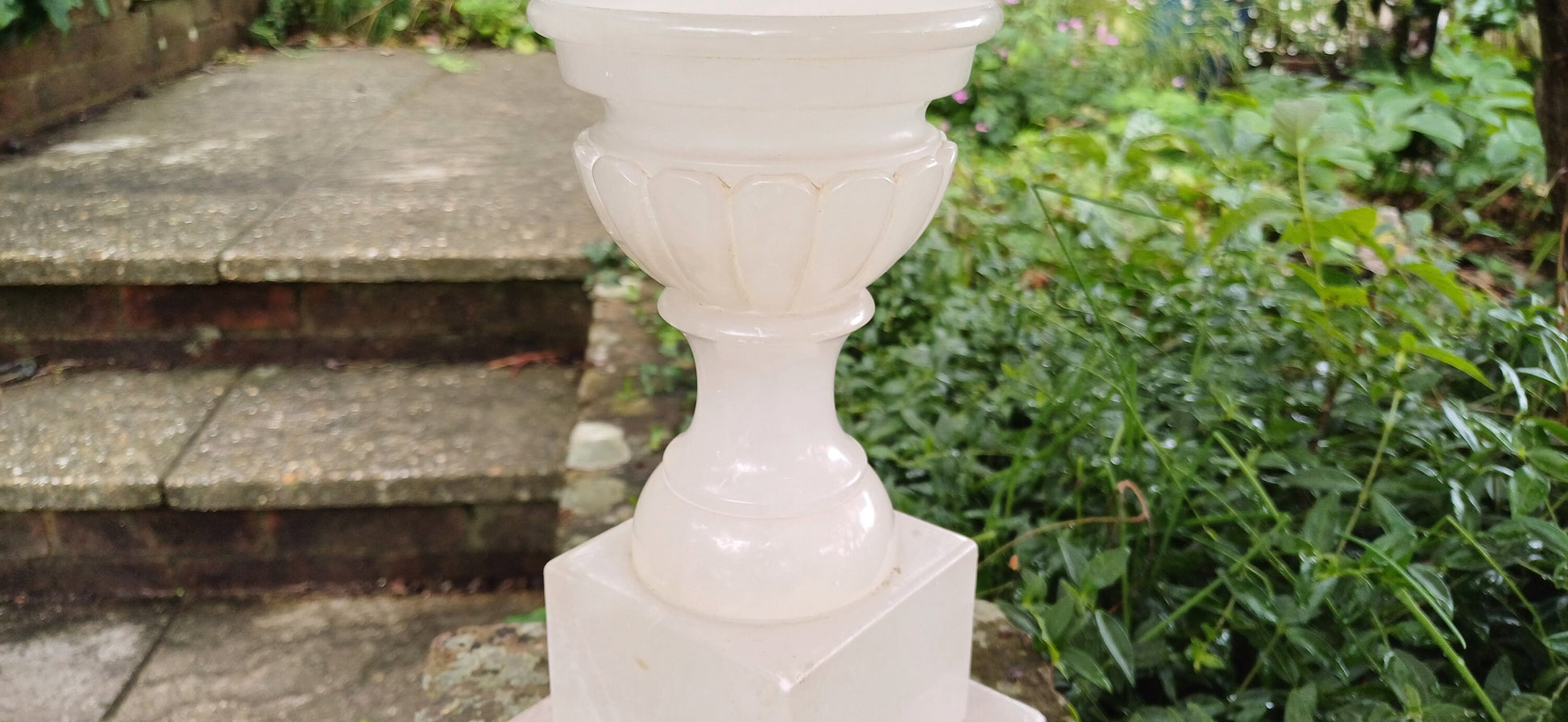 Huge and Imposing Quality Vintage Alabaster Carved Table Lamp