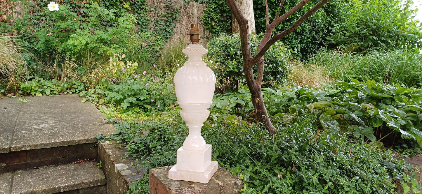 Huge and Imposing Quality Vintage Alabaster Carved Table Lamp