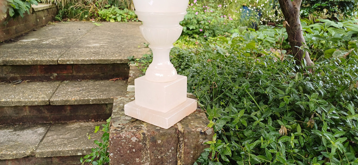 Huge and Imposing Quality Vintage Alabaster Carved Table Lamp
