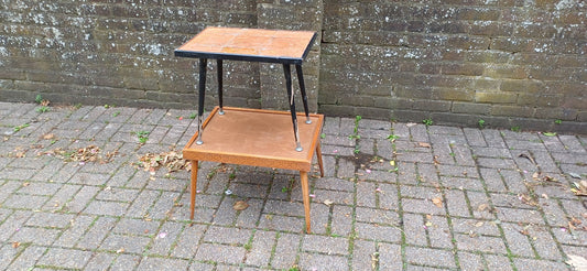 Pair Two Vintage Retro 50s 60s Coffee Tables Plant Stands For Upcycling