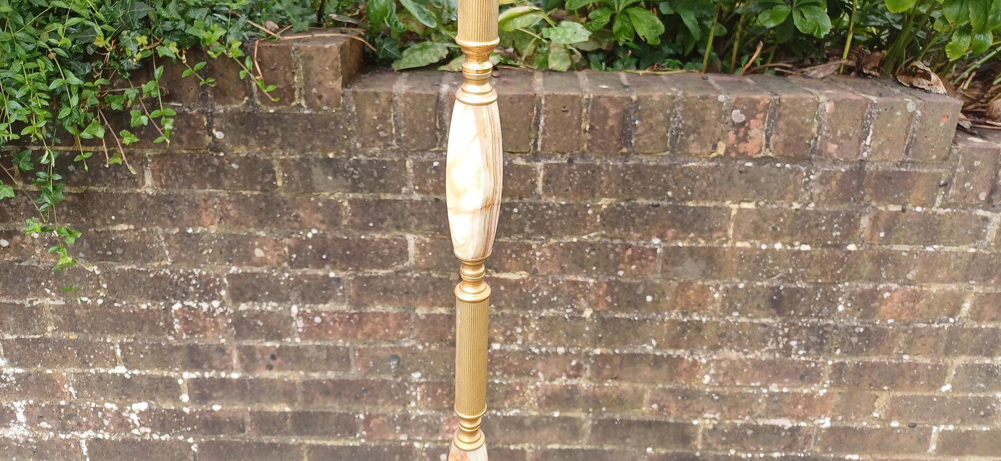 Classic 70s Working Onyx and Gold Standard Lamp.
