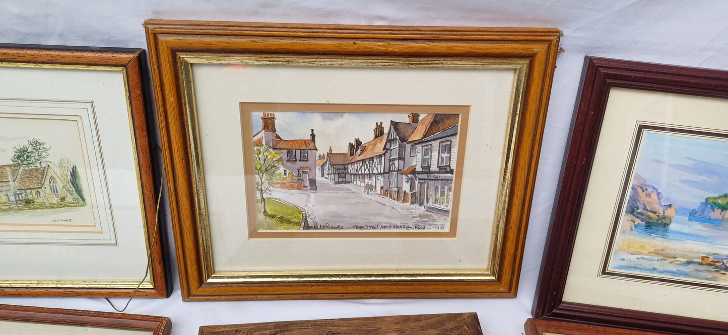 Collection of Vintage Pictures Picture Frames Framing Glazed with Boarded Backings Frame Artist Project. Watercolours. Photo Photograph.