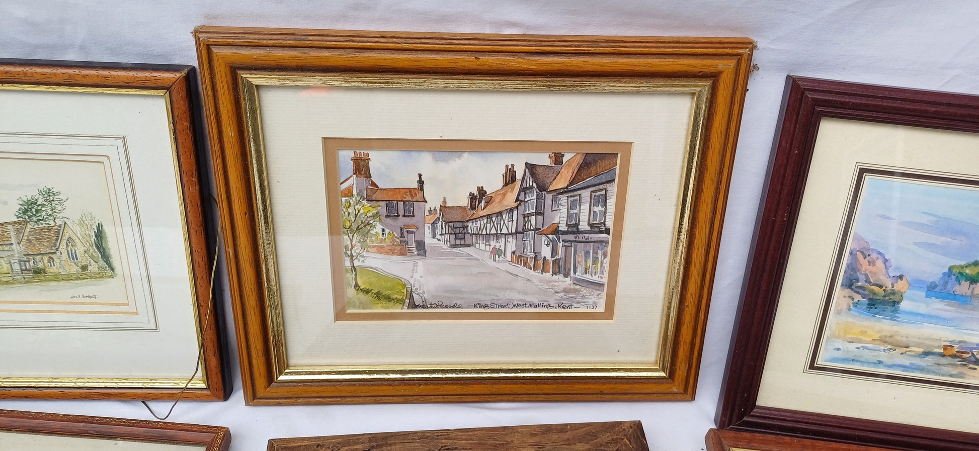 Collection of Vintage Pictures Picture Frames Framing Glazed with Boarded Backings Frame Artist Project. Watercolours. Photo Photograph.
