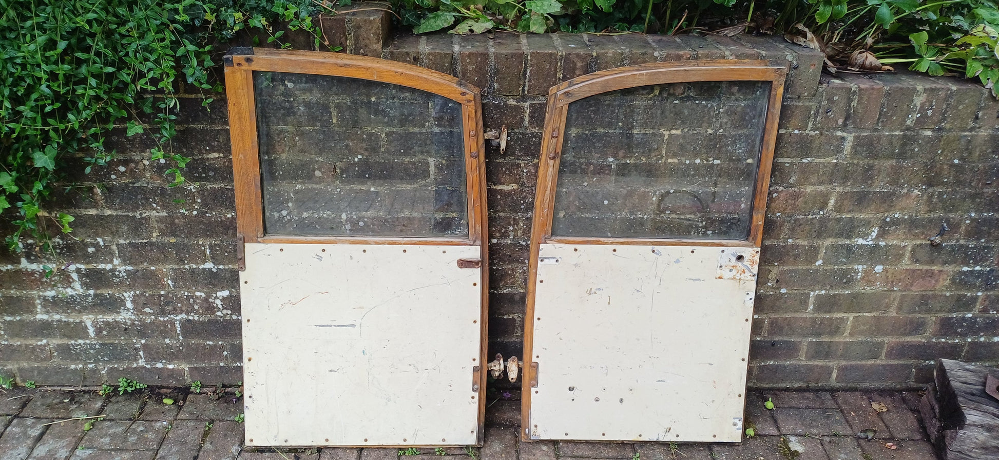 Pair of Classic Iconic Vintage Morris Minor Elm Back Doors Automobilia Statement Decoration.