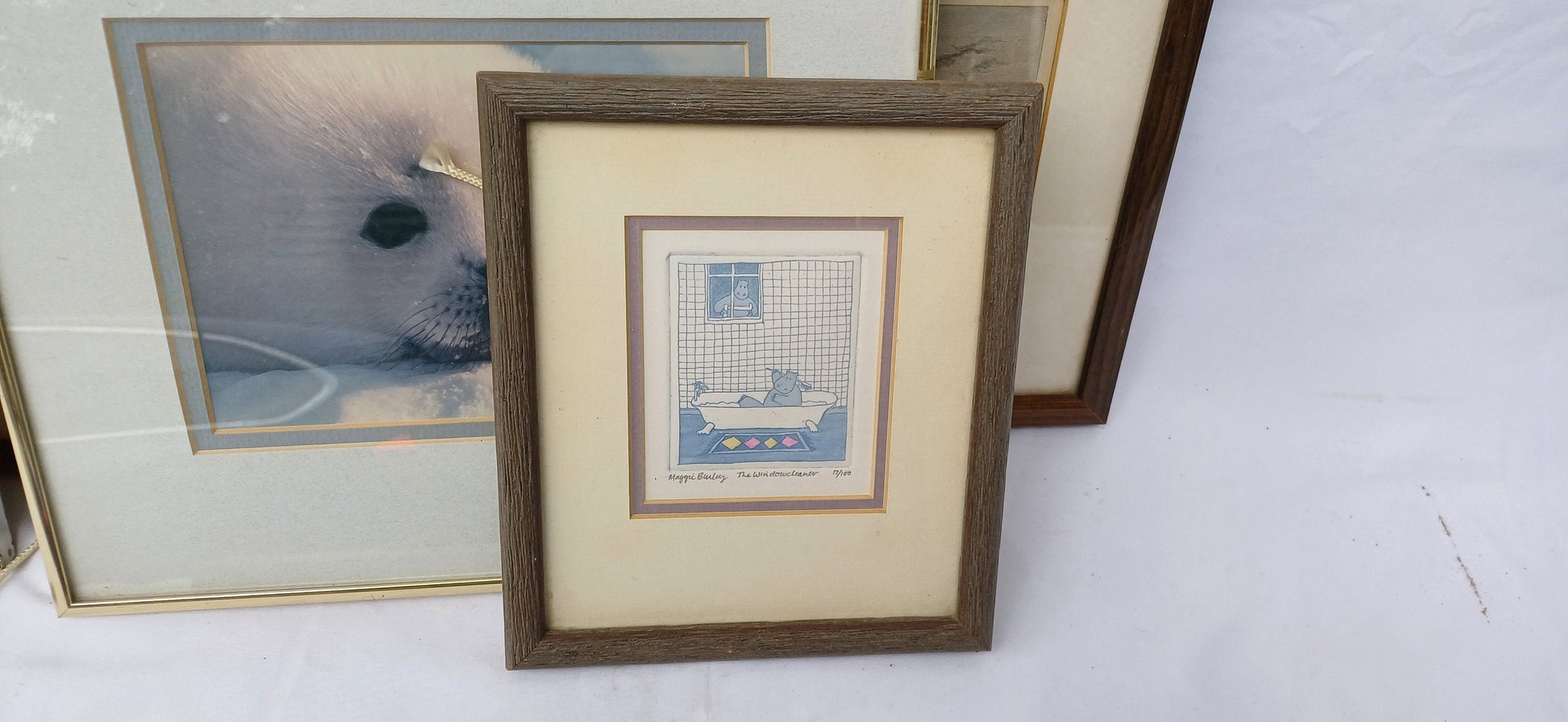 Collection of 6 Vintage Pictures Picture with Mounts Frames Framing Glazed with Boarded Backings Frame Artist Upcycling. Photo Photograph