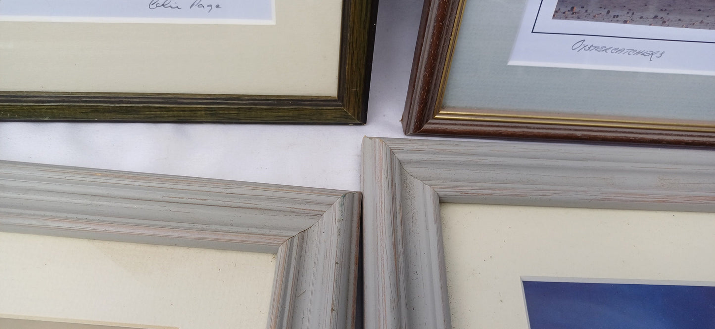 6 Collection of Vintage Pictures Picture Frames Framing Glazed with Frame Photo Artist Upcycling Project. Colin Page Photograph. Birds