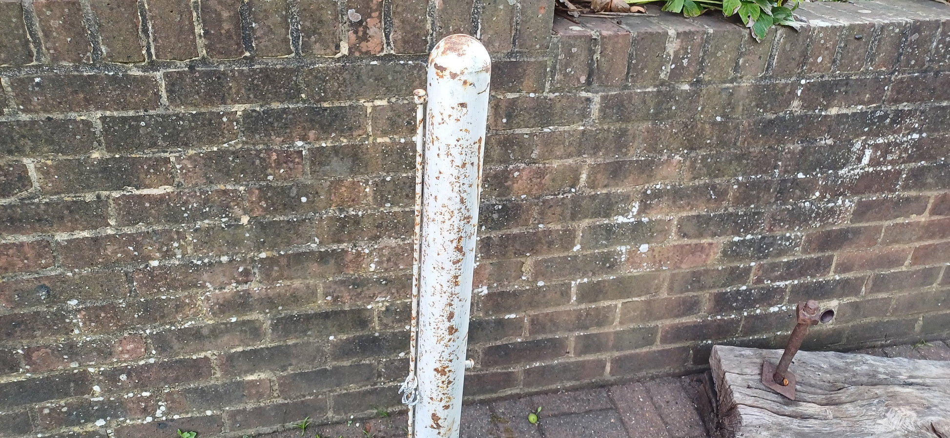 Pair of Vintage Iron Victorian Tennis Net Posts Multun-in- Parvo’ Halifax. Architectural Antique