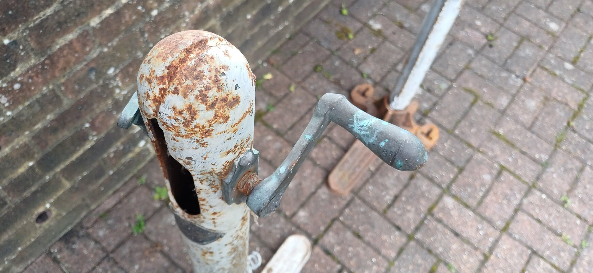 Pair of Vintage Iron Victorian Tennis Net Posts Multun-in- Parvo’ Halifax. Architectural Antique