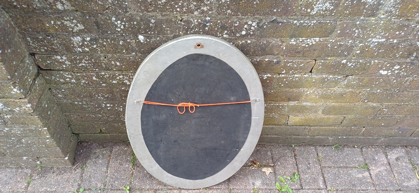 Vintage 80s Oval Bespoke Mosaic Mirror Sea and Sand Hues