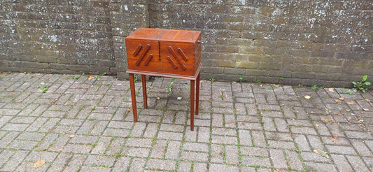 Vintage Solid Oak Tall Extending Workbox Storage