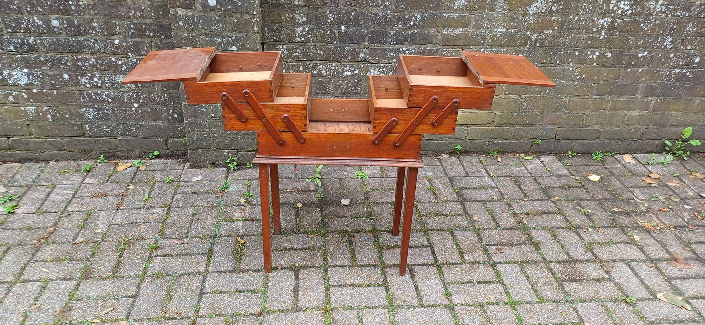 Vintage Solid Oak Tall Extending Workbox Storage