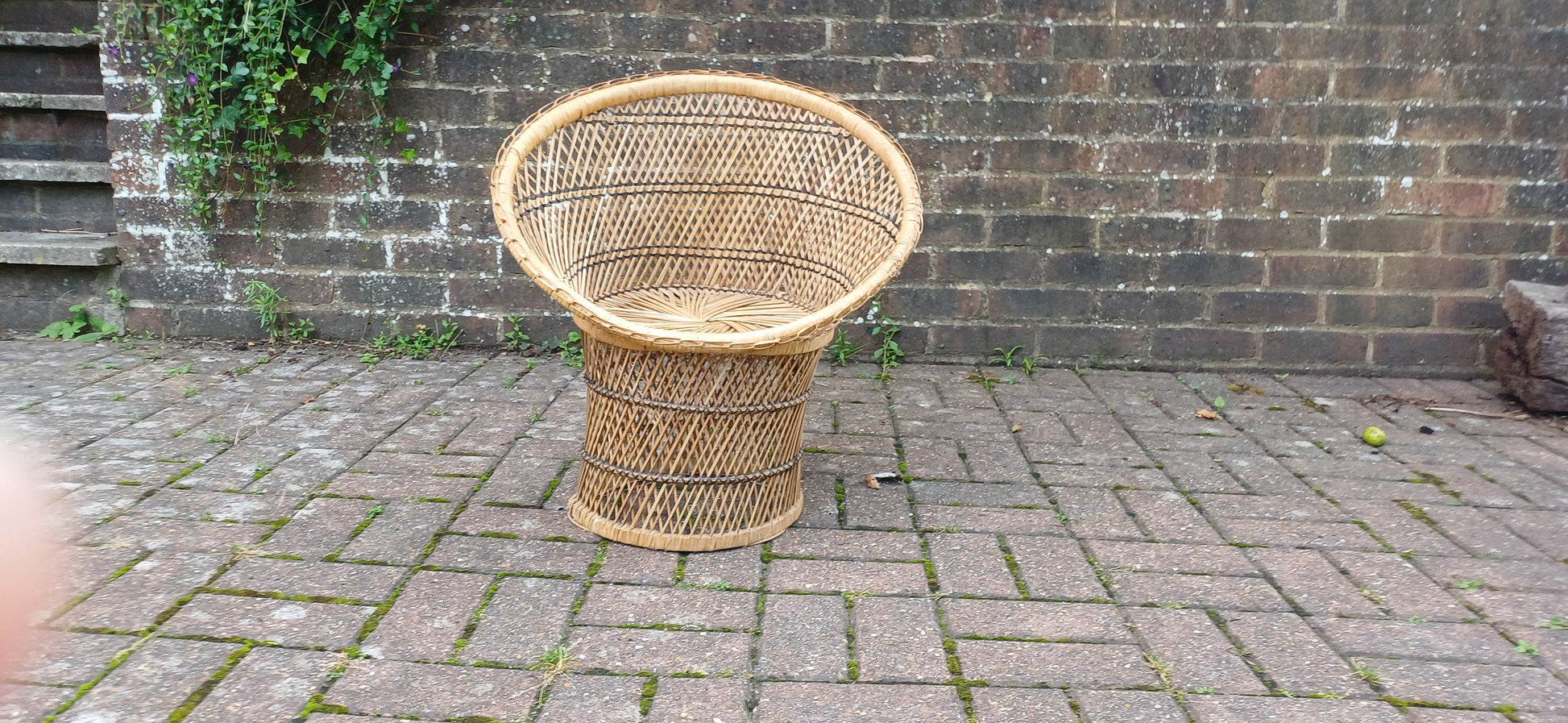 Superb Vintage Indian Childs Tub Chair Wicker Rattan Bamboo Cane.