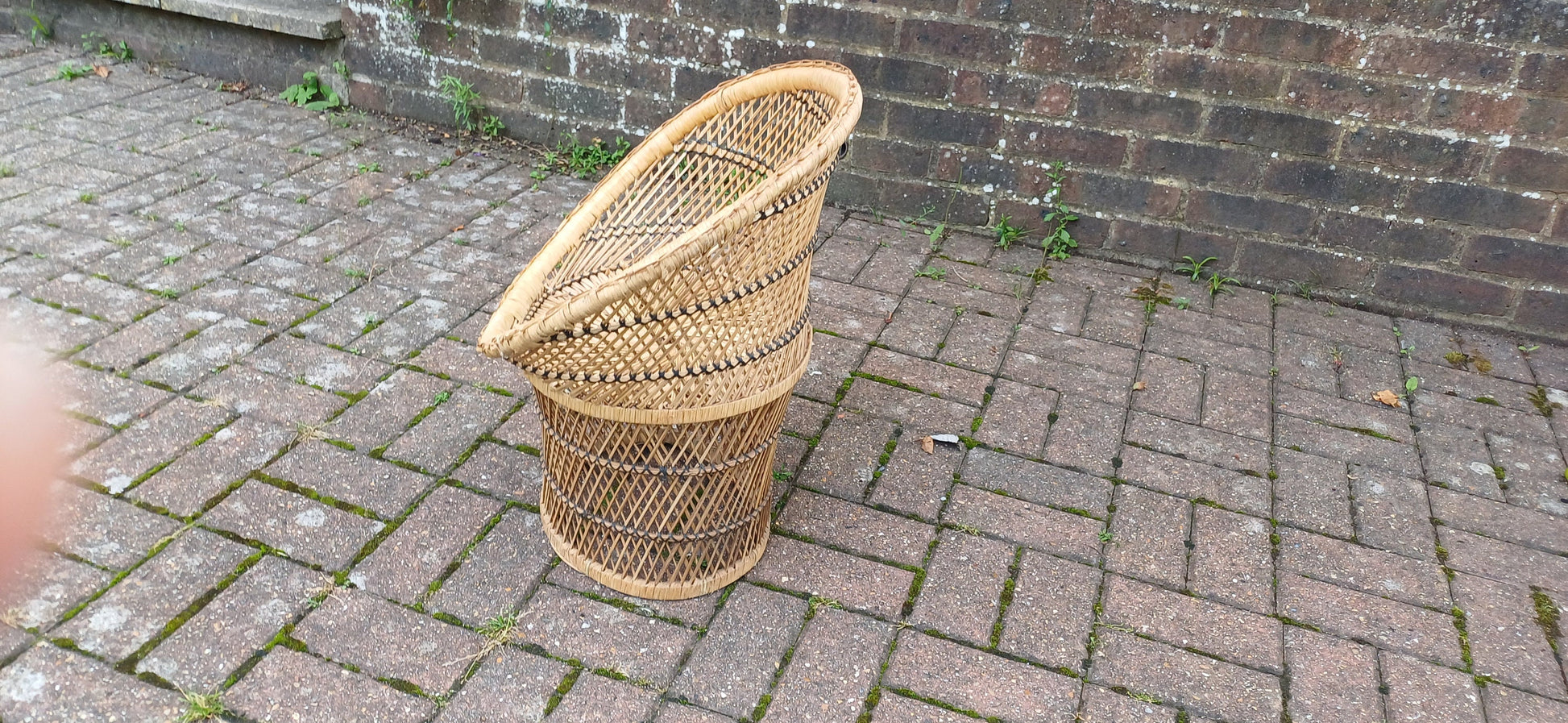Superb Vintage Indian Childs Tub Chair Wicker Rattan Bamboo Cane.