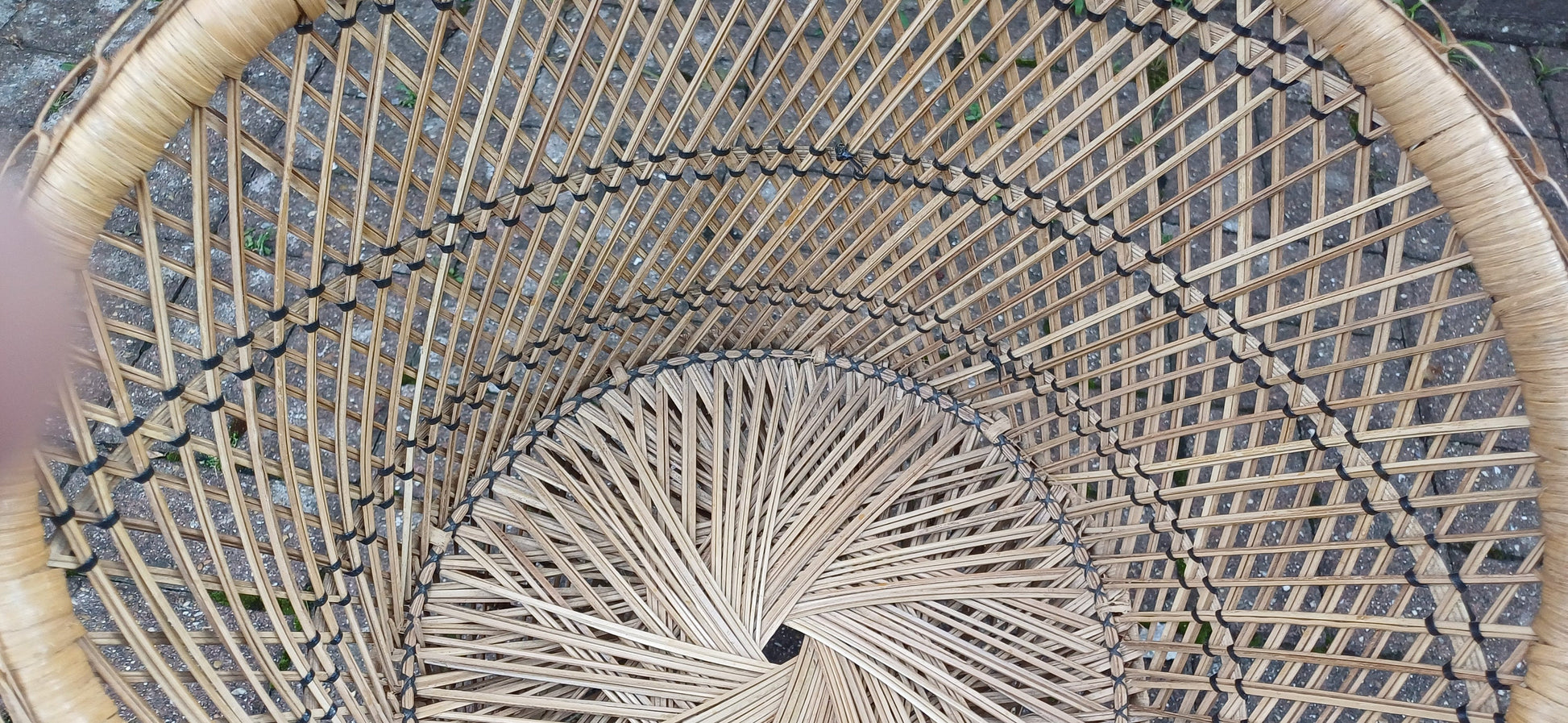 Superb Vintage Indian Childs Tub Chair Wicker Rattan Bamboo Cane.