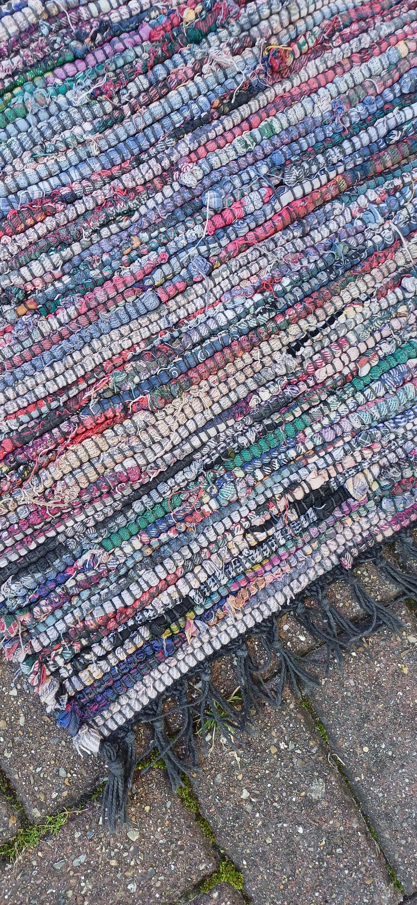 Large Vintage Classic 80s Woven Recycled Cotton Rag Rug.