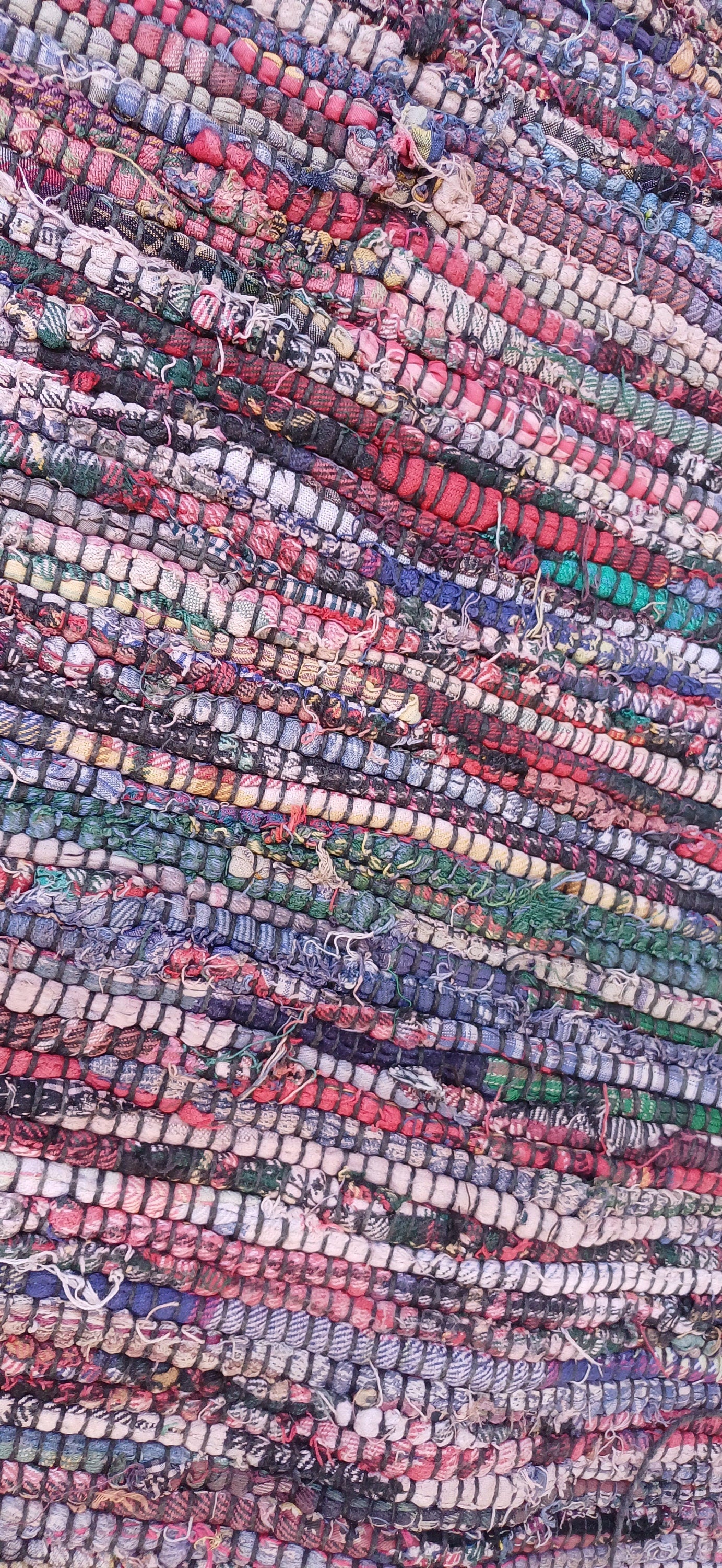 Large Vintage Classic 80s Woven Recycled Cotton Rag Rug.