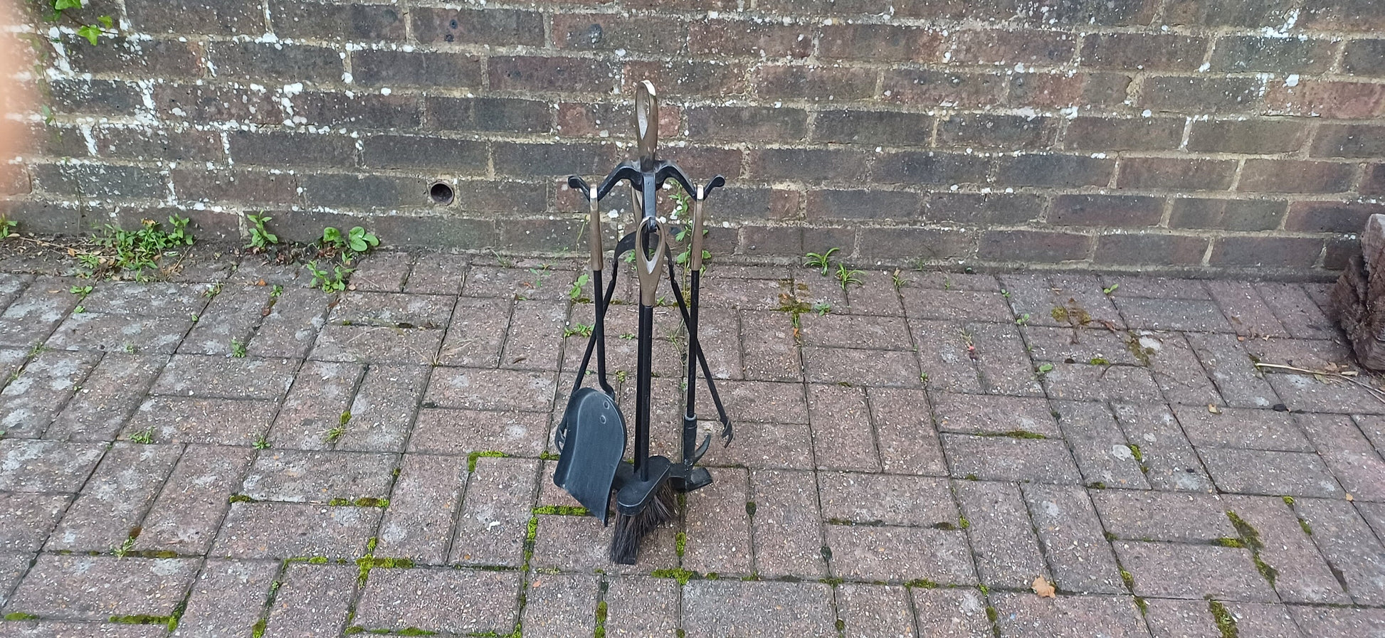 Set of Vintage Style Iron Fireplace Companion Set Shovel Brush Scoop Clasps