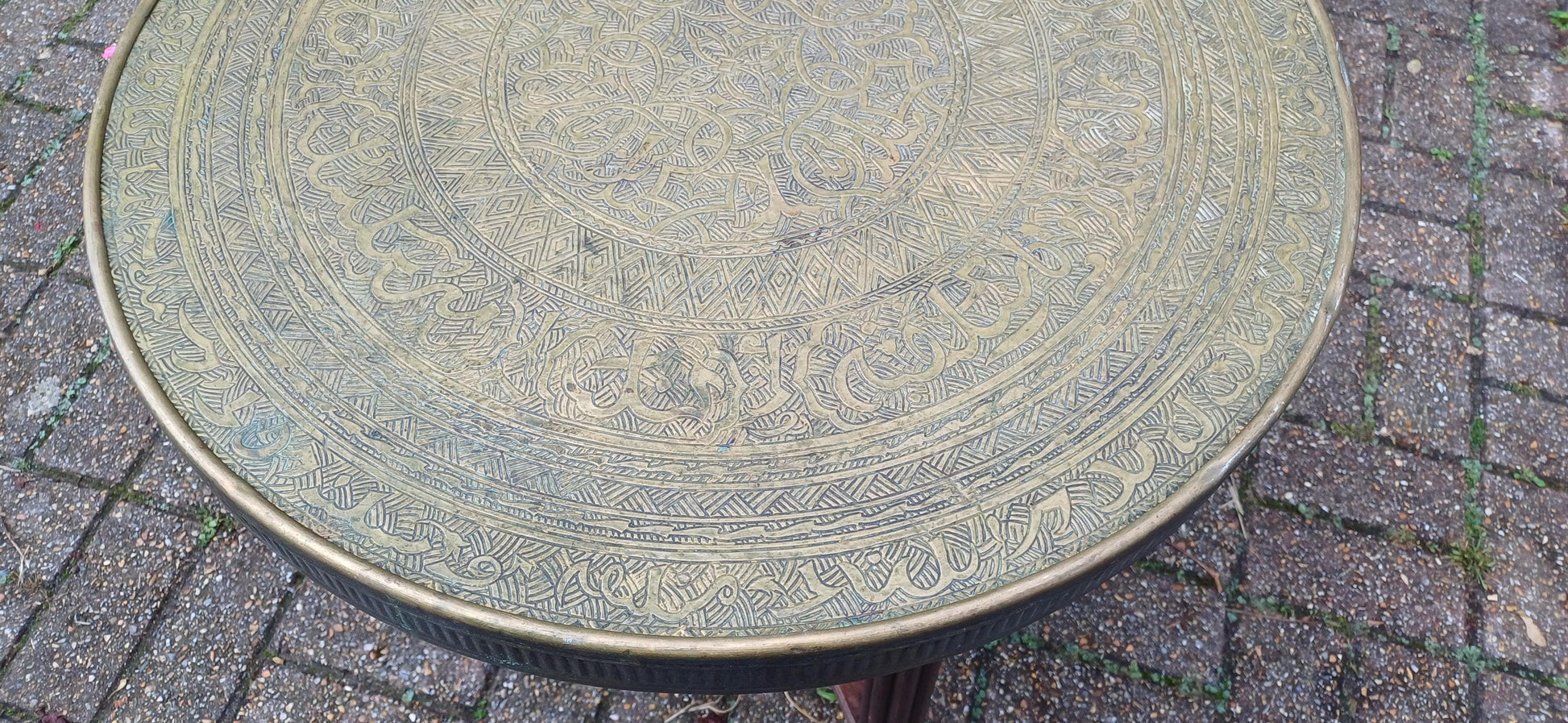 Vintage Mahogany and Brass Benares Table Coffee Side Occasional Decorative Folding.