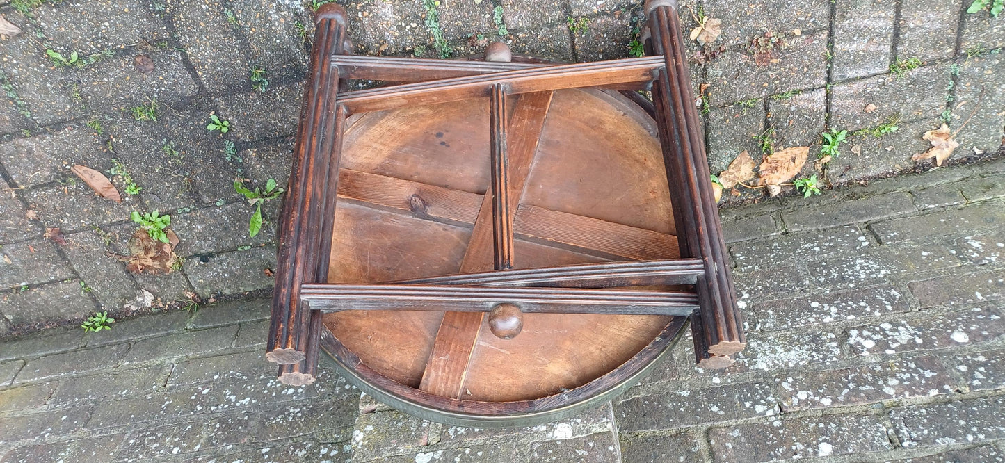 Vintage Mahogany and Brass Benares Table Coffee Side Occasional Decorative Folding.