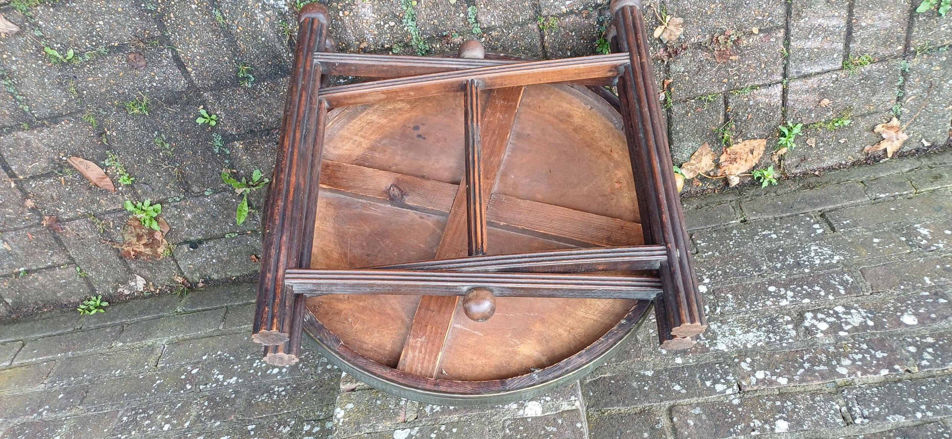 Vintage Mahogany and Brass Benares Table Coffee Side Occasional Decorative Folding.