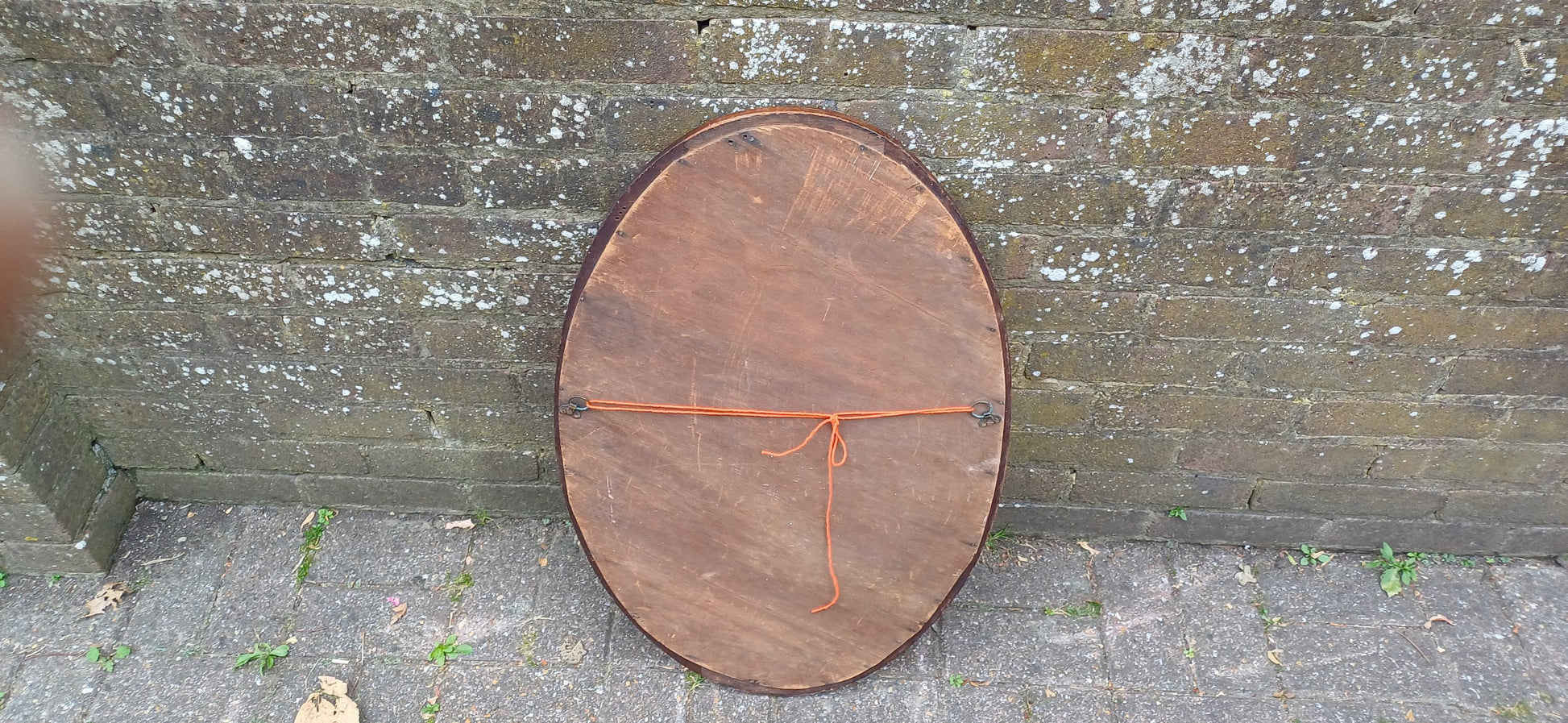 Vintage Oval Inlaid Mahogany Early 20th Century Wall Mirror