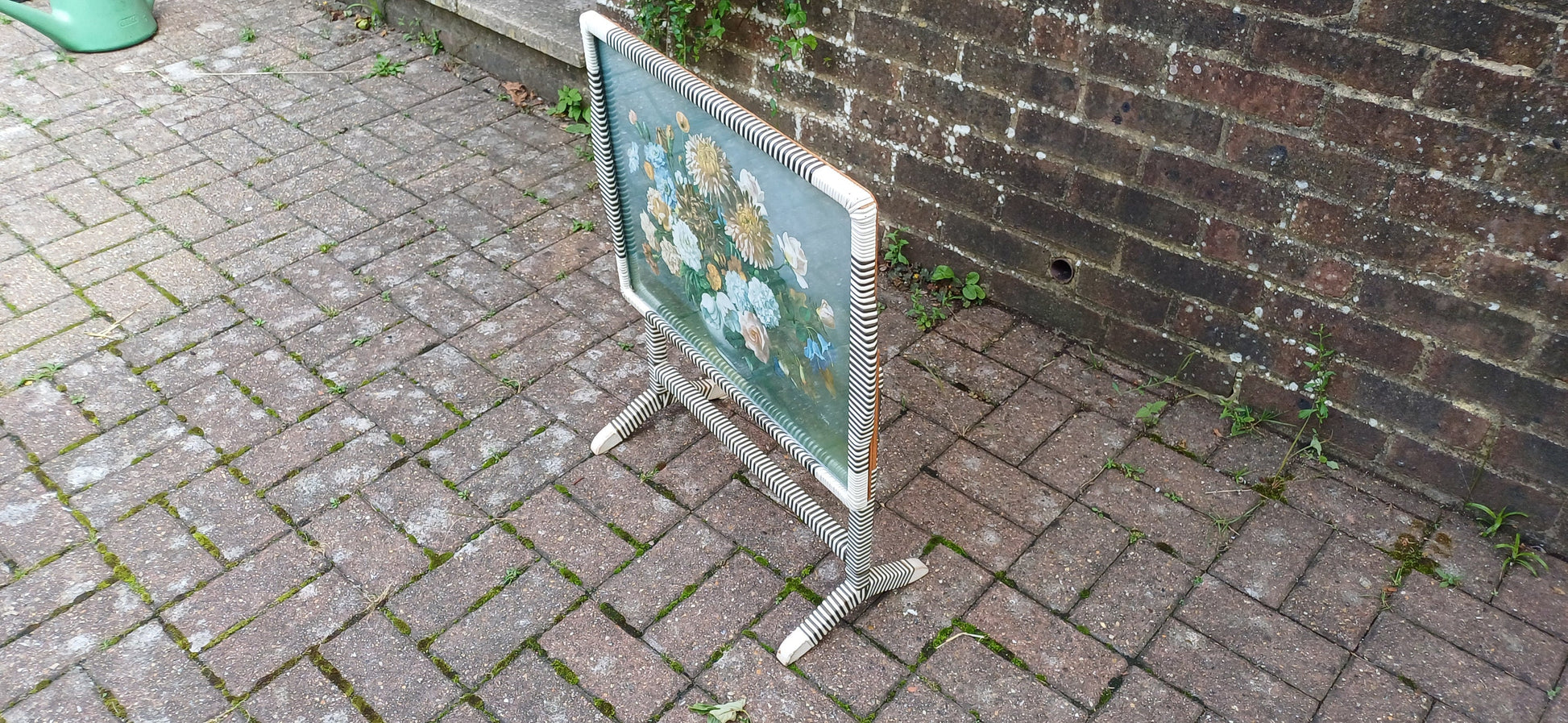 Quirky Retro Coffee Table Fire Screen Still Life Black and White Woven Plastic Decoration Wilf Walker.