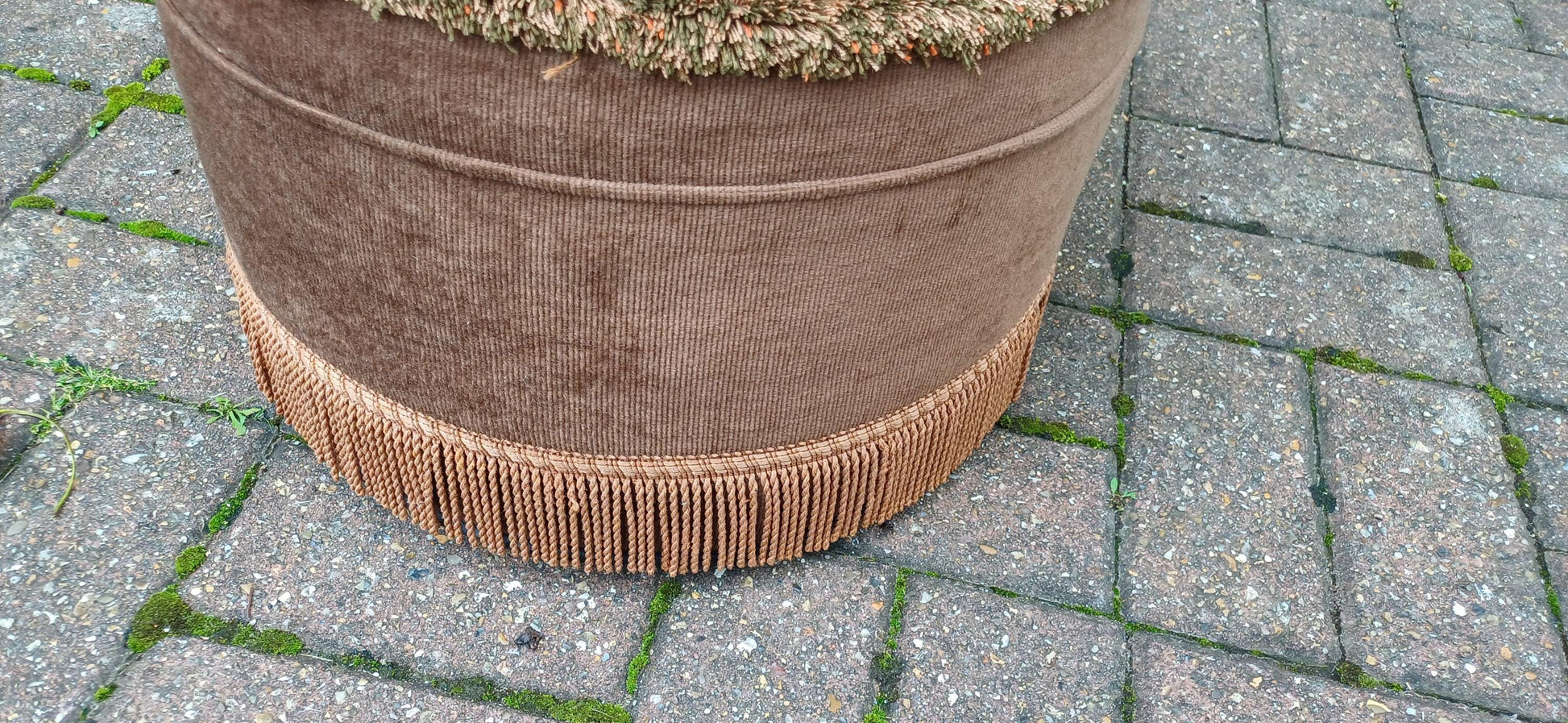 Classic 70s 9r 80s Brown Dralon Velvet Pouffe Cushion Stool Sherbourne