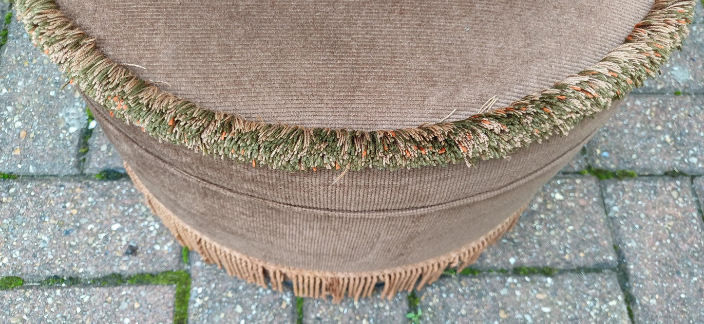 Classic 70s 9r 80s Brown Dralon Velvet Pouffe Cushion Stool Sherbourne