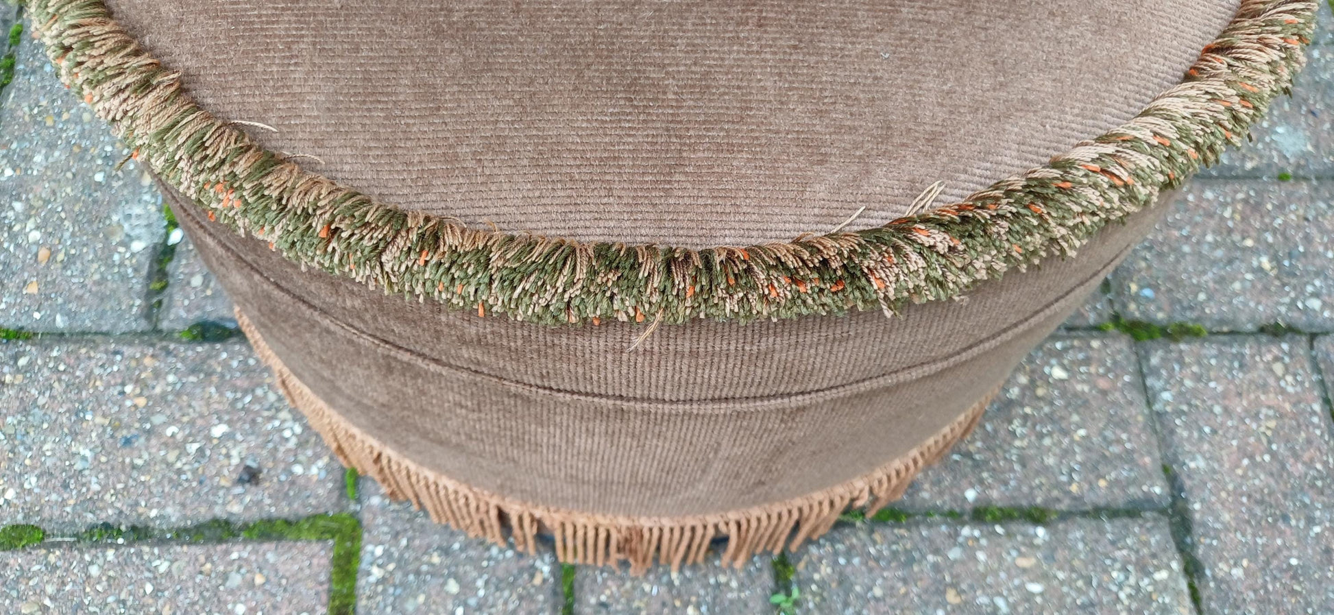 Classic 70s 9r 80s Brown Dralon Velvet Pouffe Cushion Stool Sherbourne