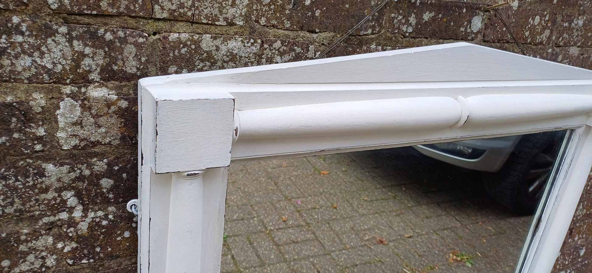 Vintage Victorian Painted Over Mantel Wall Mirror in Farrow and Ball White.
