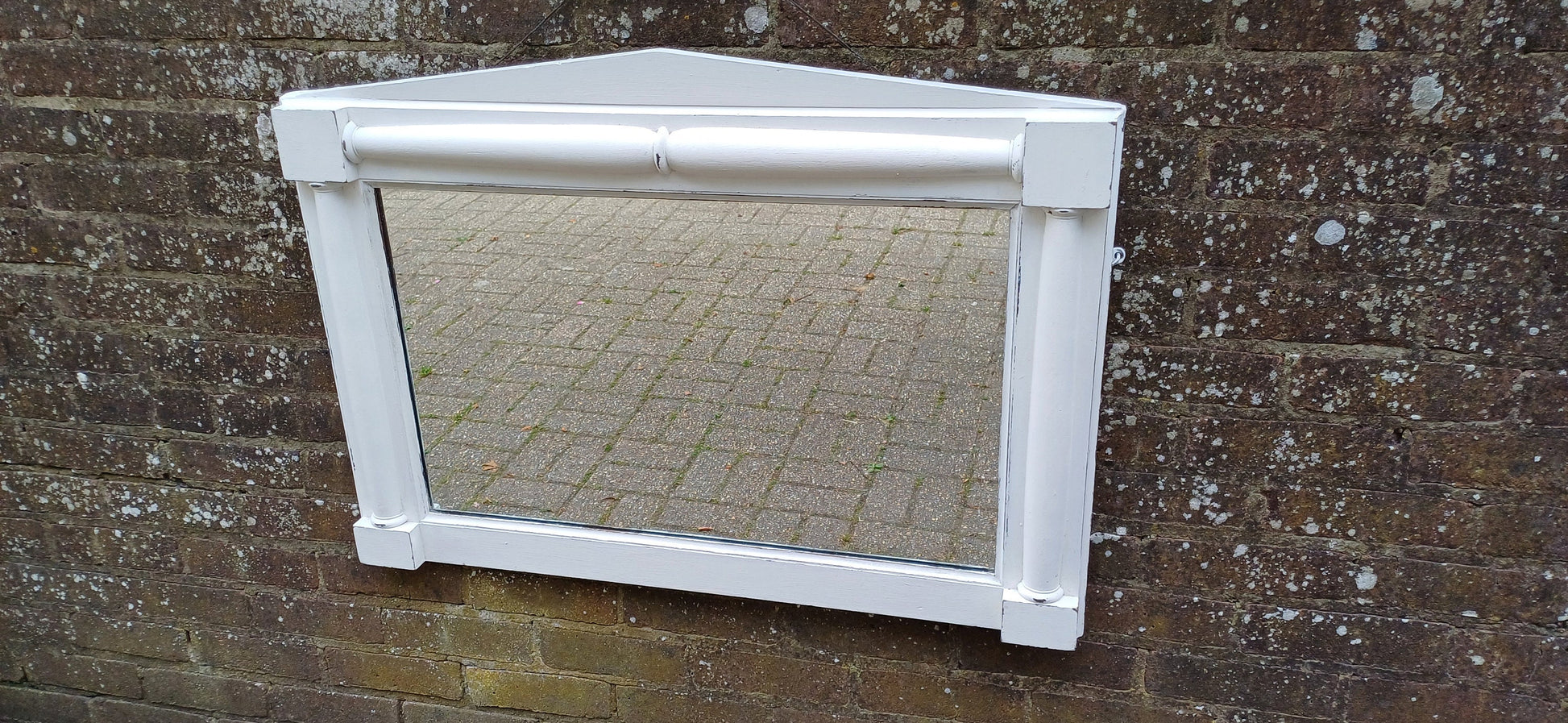 Vintage Victorian Painted Over Mantel Wall Mirror in Farrow and Ball White.