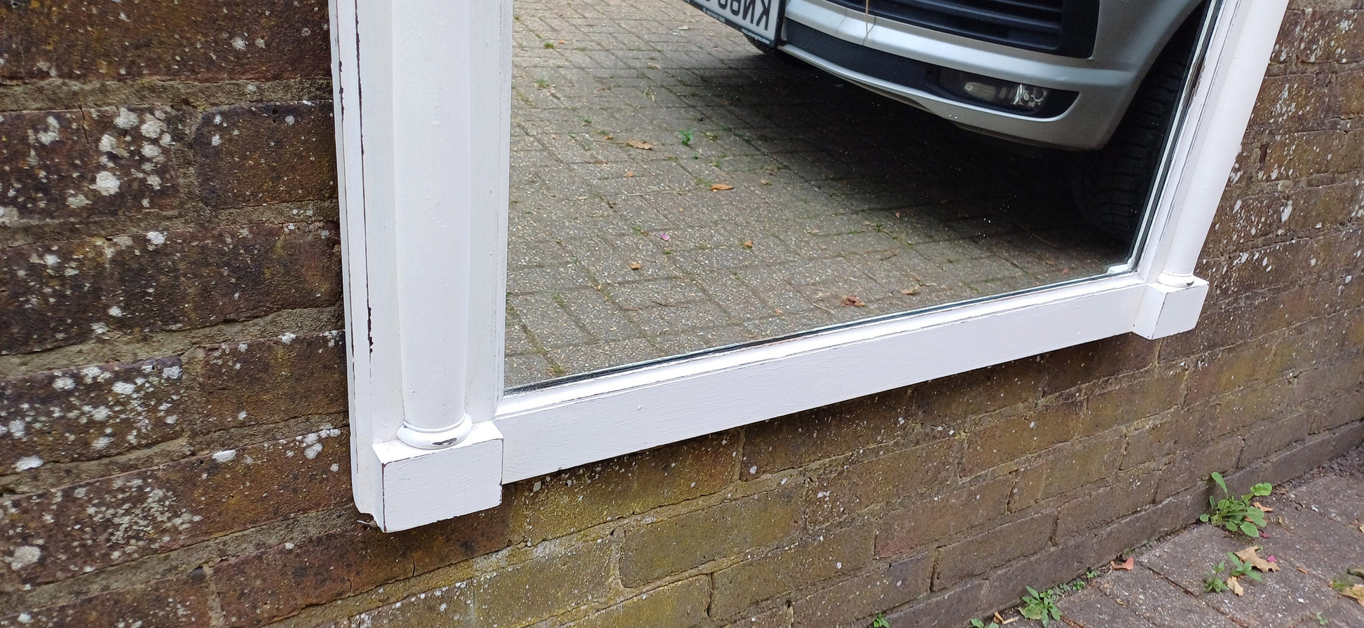 Vintage Victorian Painted Over Mantel Wall Mirror in Farrow and Ball White.