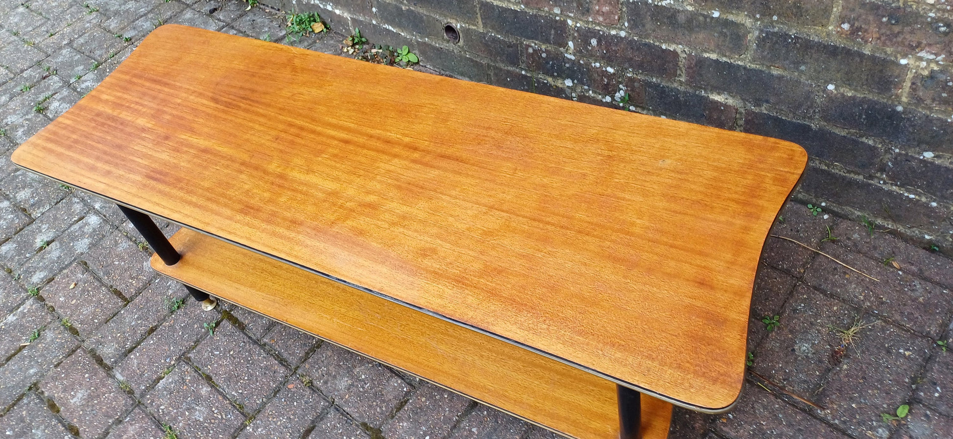 Vintage Retro 60s Two Tier Coffee Table TV/Media Stand Wood and Melamine.