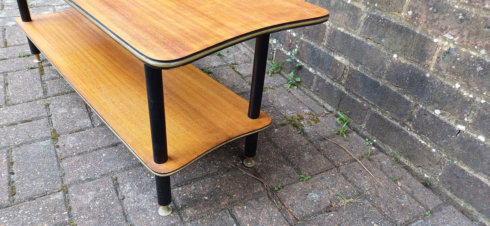 Vintage Retro 60s Two Tier Coffee Table TV/Media Stand Wood and Melamine.