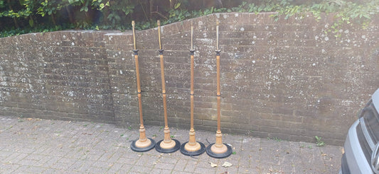Set of 4 Vintage 80s Wooden Decorative Standard Lamps.