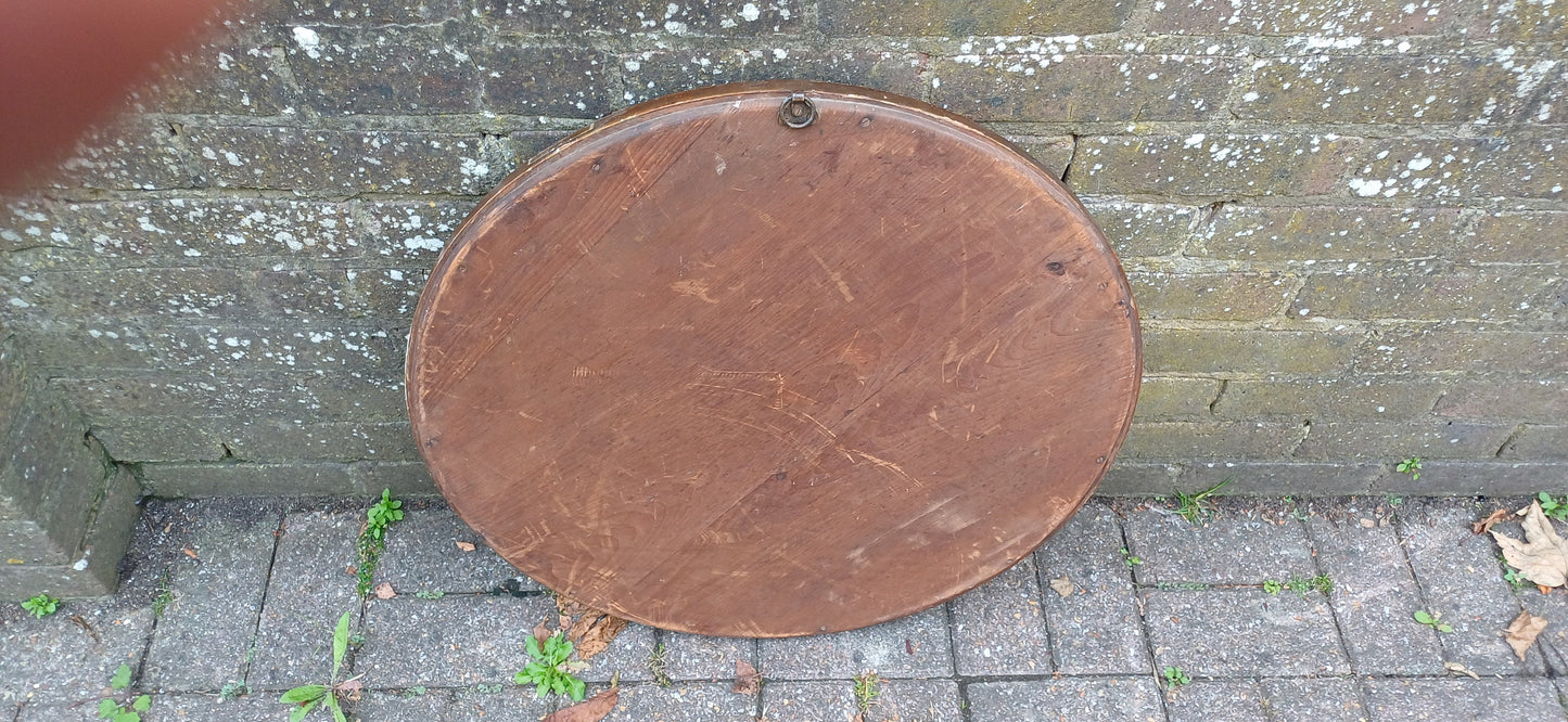 Huge Gold and Painted Vintage Victorian Round Wall Mirror.