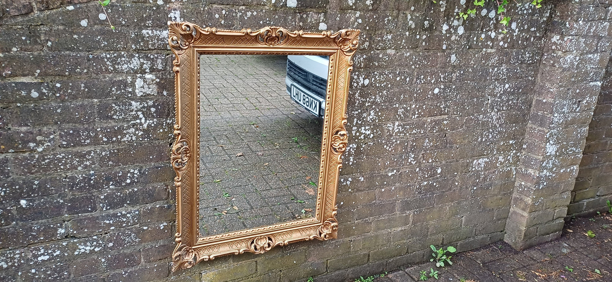 Huge 1970s Ornate Decorative Gold Gilt Wall Mirror