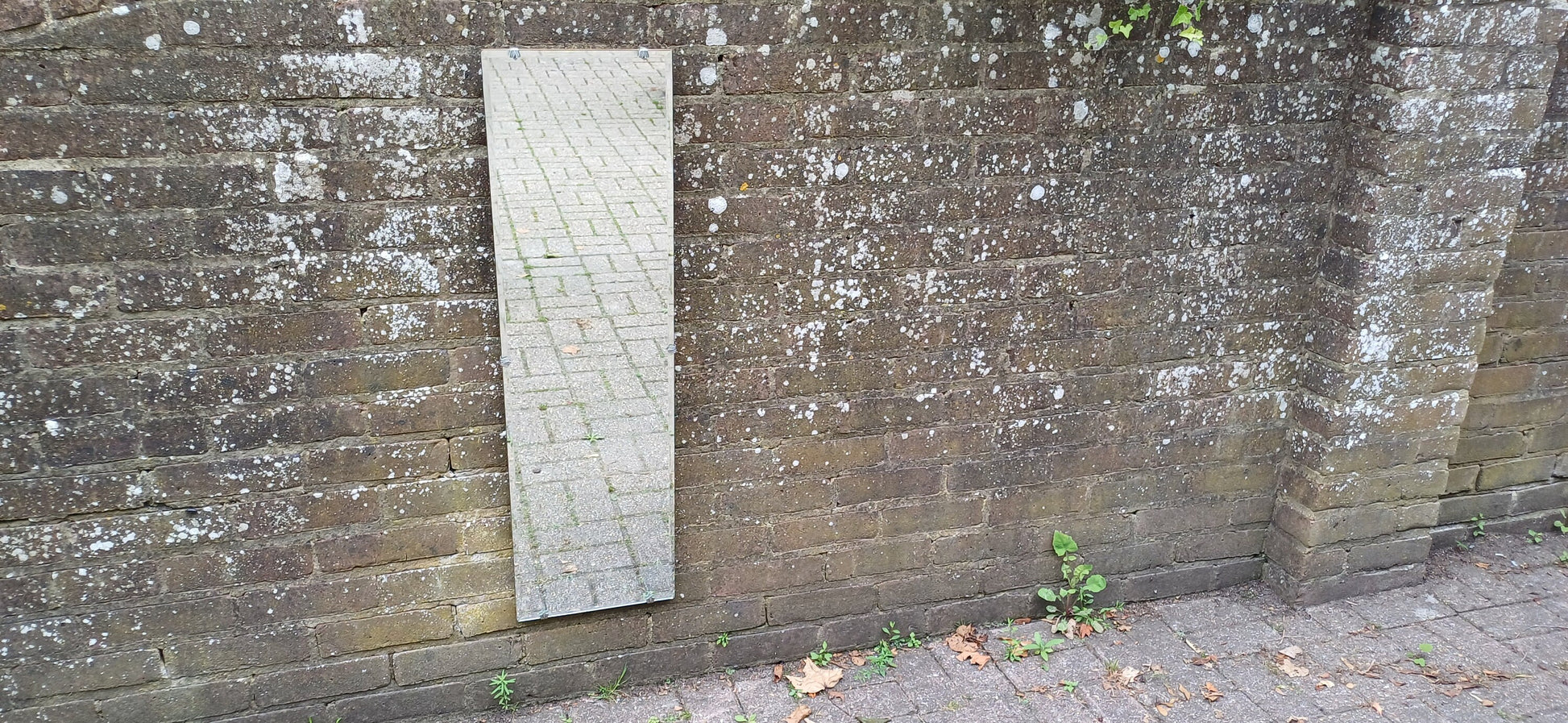 Long Vintage Retro Frameless Wall Mirror Pretty Decorative Chrome Clasps Art Deco