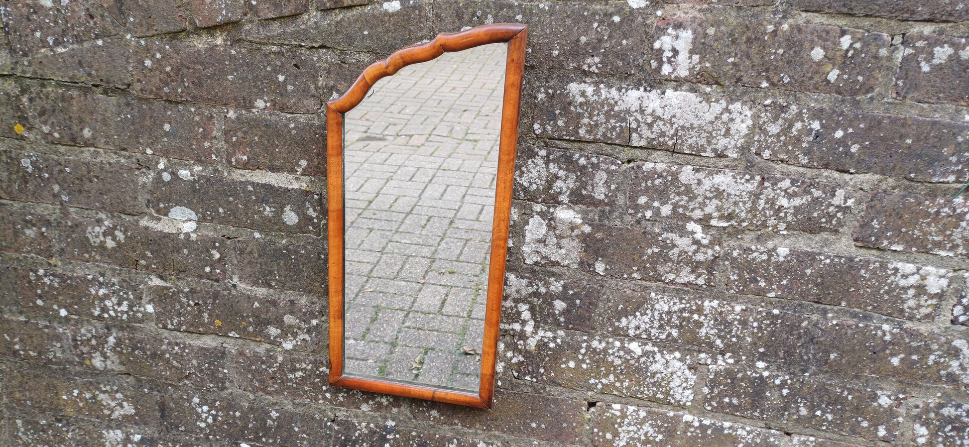 Quirky and Beautiful Early 20th Century Thin Mahogany Wall Mirror