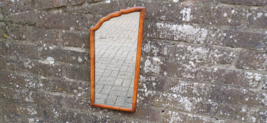 Quirky and Beautiful Early 20th Century Thin Mahogany Wall Mirror