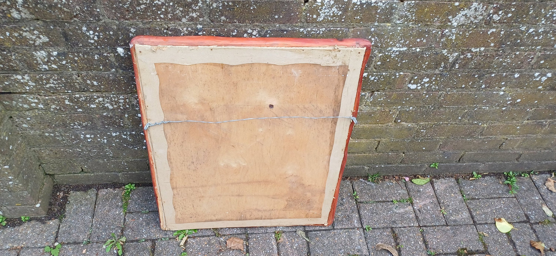Large Thick Chunky Wooden 80s Red Painted Wall Mirror 70 x 58 cm
